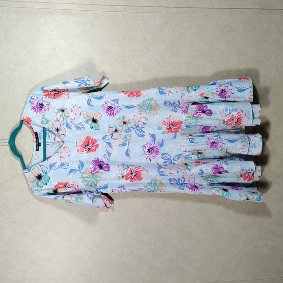 Tolani Dresses & Skirts - 02521 Tolani Collection light blue, red & purple floral S/S dress M NEW